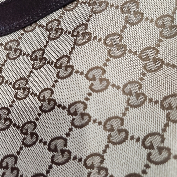 🤎🔹️ GUCCI 🔹️vintage canvas and laether signature GG large tote + COA - Picture 6 of 7